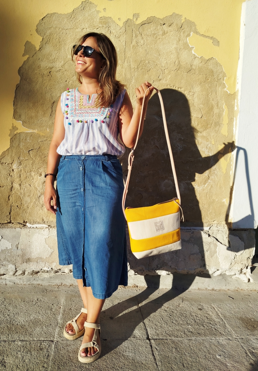 Bandolera rayas amarillo