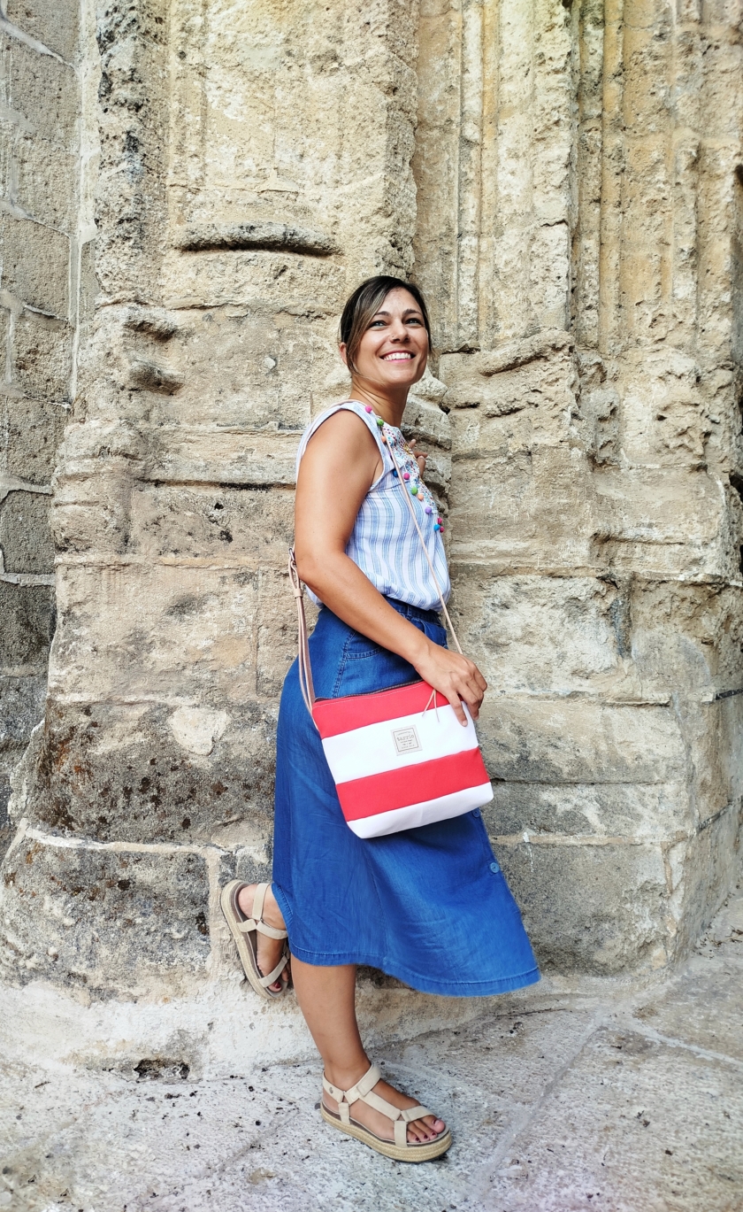 Bandolera rayas rojo